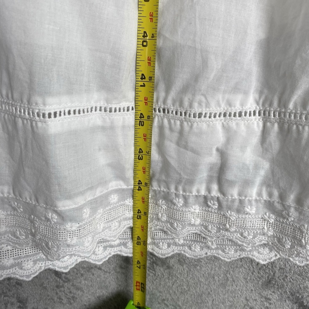 Simple Retro Dress Womens Size M White 100% Cotton Fiona Midi Cottage Lace Trim - Picture 16 of 16